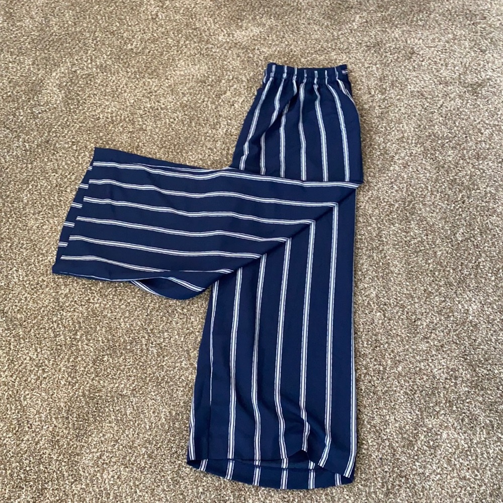 Casual striped navy blue pants